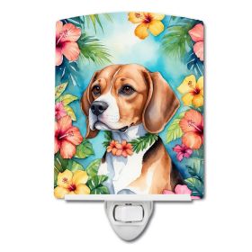 NEW Beagle Luau Ceramic Night Light Compact, UL-Certified, Ideal for Bedroom, Bathroom, Nursery, Hallway, Kitchen, 6x4x3, Multicolor