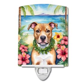 NEW Pit Bull Terrier Luau Ceramic Night Light Compact, UL-Certified, Ideal for Bedroom, Bathroom, Nursery, Hallway, Kitchen, 6x4x3, Multicolor