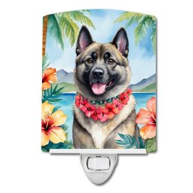 NEW Norwegian Elkhound Luau Ceramic Night Light Compact, UL-Certified, Ideal for Bedroom, Bathroom, Nursery, Hallway, Kitchen, 6x4x3, Multicolor