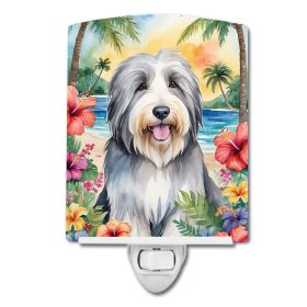NEW Bearded Collie Luau Ceramic Night Light Compact, UL-Certified, Ideal for Bedroom, Bathroom, Nursery, Hallway, Kitchen, 6x4x3, Multicolor