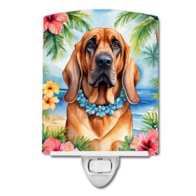 NEW Bloodhound Luau Ceramic Night Light Compact, UL-Certified, Ideal for Bedroom, Bathroom, Nursery, Hallway, Kitchen, 6x4x3, Multicolor