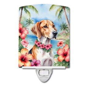 NEW English Foxhound Luau Ceramic Night Light Compact, UL-Certified, Ideal for Bedroom, Bathroom, Nursery, Hallway, Kitchen, 6x4x3, Multicolor