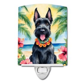 NEW Scottish Terrier Luau Ceramic Night Light Compact, UL-Certified, Ideal for Bedroom, Bathroom, Nursery, Hallway, Kitchen, 6x4x3, Multicolor