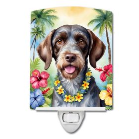 NEW German Wirehaired Pointer Luau Ceramic Night Light Compact, UL-Certified, Ideal for Bedroom, Bathroom, Nursery, Hallway, Kitchen, 6x4x3