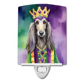 NEW Afghan Hound King of Mardi Gras Ceramic Night Light Compact, UL-Certified, Ideal for Bedroom, Bathroom, Nursery, Hallway, Kitchen, 6x4x3