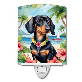 NEW Dachshund Luau Ceramic Night Light Compact, UL-Certified, Ideal for Bedroom, Bathroom, Nursery, Hallway, Kitchen, 6x4x3, Multicolor