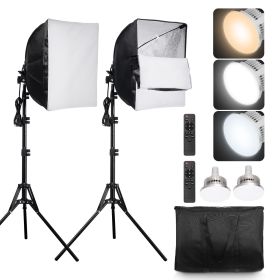Softbox Lighting Kit, 16" x 16", Professional Softbox with 45W LED Bulbs, 3000-6500K Adjustable Color Temperature, Tripod Stand, Remote Control