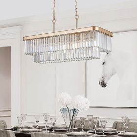 Chandeliers,Rectangular Crystal Chandelier Adjustable,E12 Modern Industrial Crystal Lights