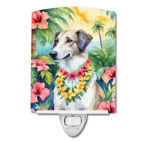NEW Borzoi Luau Ceramic Night Light Compact, UL-Certified, Ideal for Bedroom, Bathroom, Nursery, Hallway, Kitchen, 6x4x3, Multicolor (Default: Default)