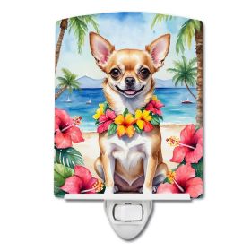 NEW Chihuahua Luau Ceramic Night Light Compact, UL-Certified, Ideal for Bedroom, Bathroom, Nursery, Hallway, Kitchen, 6x4x3, Multicolor (Default: Default)